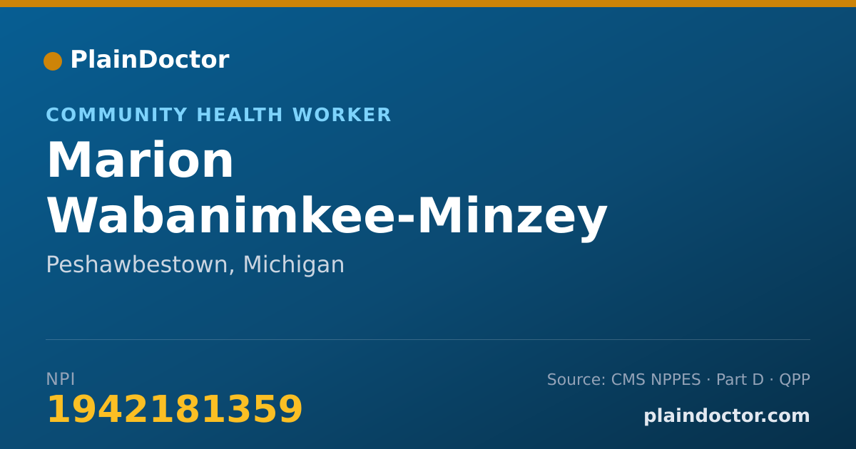 Shareable card for Marion Wabanimkee-Minzey - Community Health Worker, Peshawbestown, MI