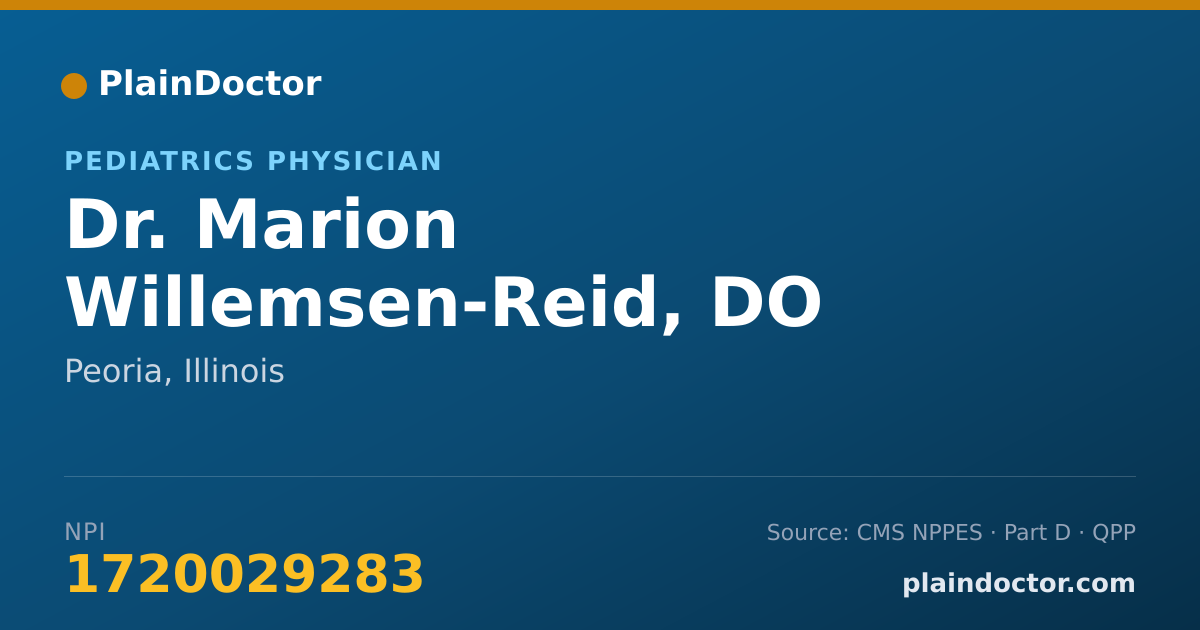 Shareable card for Marion Willemsen-Reid, DO - Pediatrics Physician, Peoria, IL
