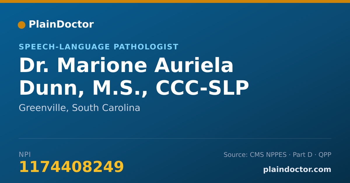 Shareable card for Marione Auriela Dunn, M.S., CCC-SLP - Speech-Language Pathologist, Greenville, SC