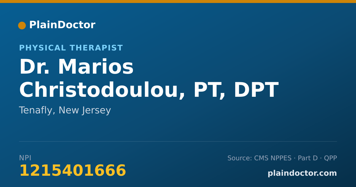 Shareable card for Marios Christodoulou, PT, DPT - Physical Therapist, Tenafly, NJ