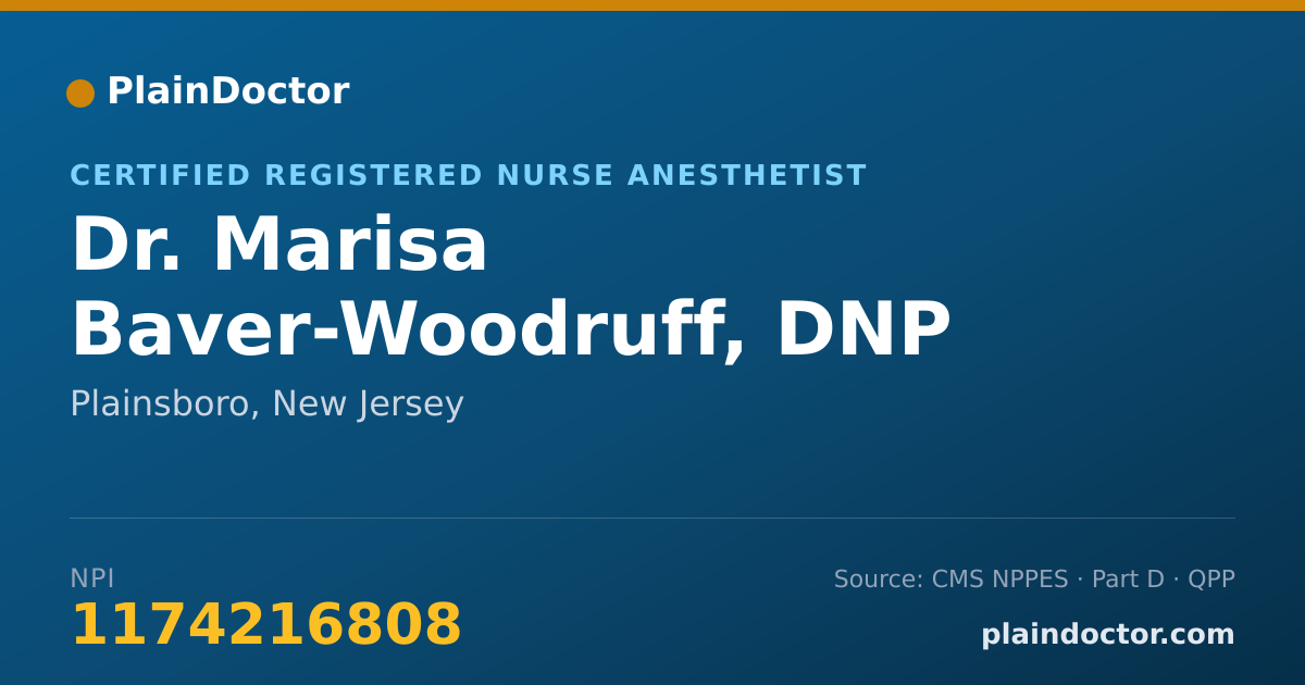 Shareable card for Marisa Baver-Woodruff, DNP - Certified Registered Nurse Anesthetist, Plainsboro, NJ