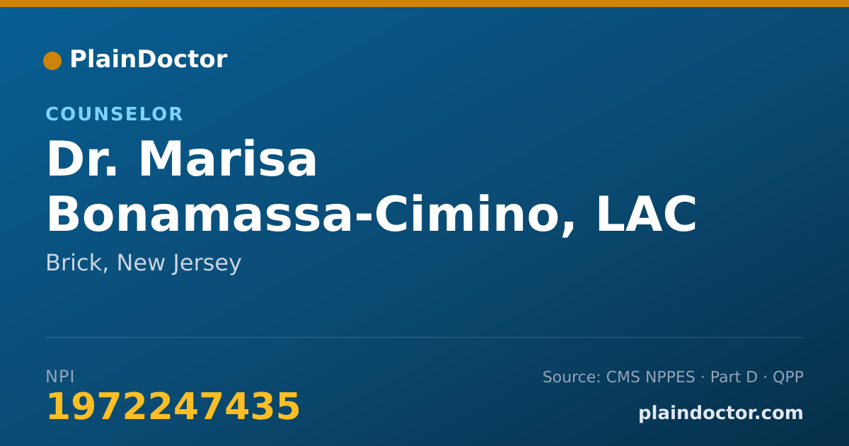 Shareable card for Marisa Bonamassa-Cimino, LAC - Counselor, Brick, NJ