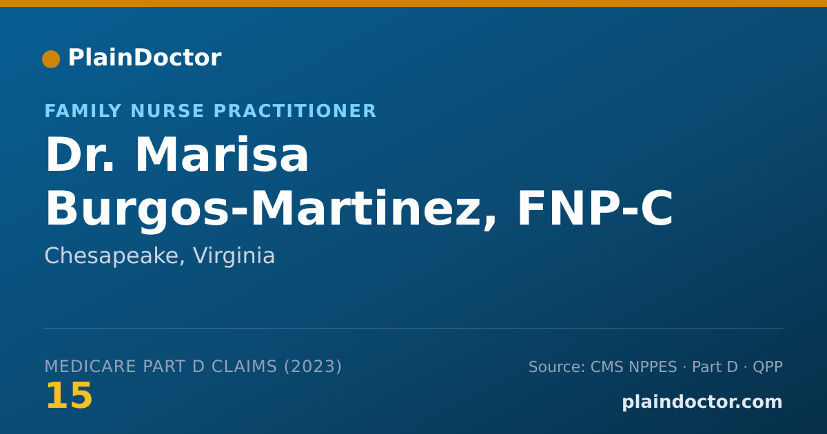 Shareable card for Marisa Burgos-Martinez, FNP-C - Family Nurse Practitioner, Chesapeake, VA