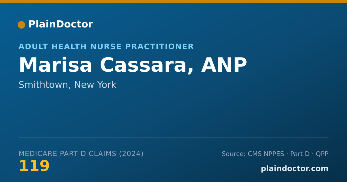 Shareable card for Marisa Cassara, ANP - Adult Health Nurse Practitioner, Smithtown, NY