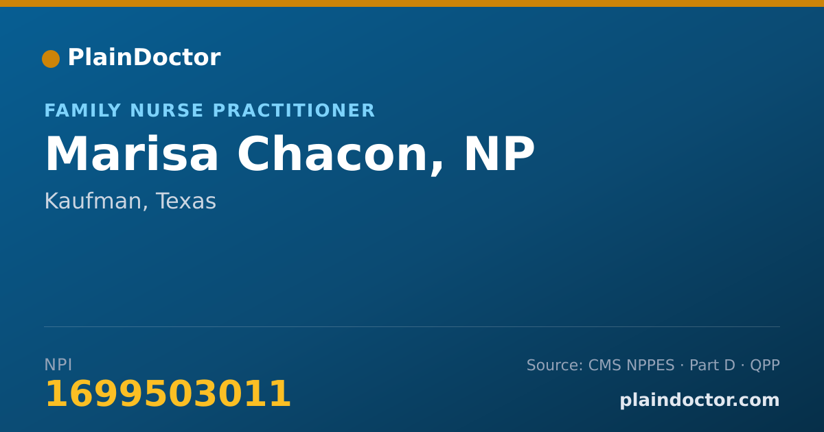 Shareable card for Marisa Chacon, NP - Family Nurse Practitioner, Kaufman, TX