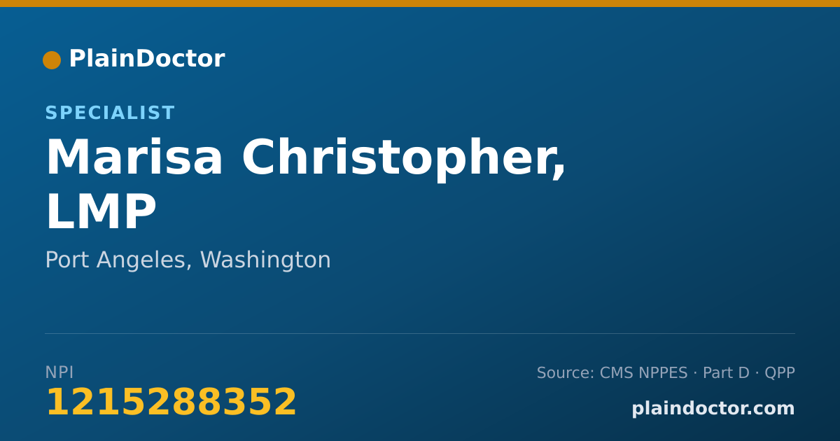 Shareable card for Marisa Christopher, LMP - Specialist, Port Angeles, WA