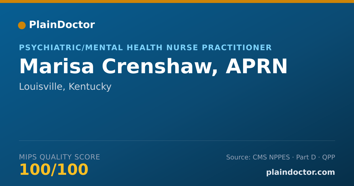 Shareable card for Marisa Crenshaw, APRN - Psychiatric/Mental Health Nurse Practitioner, Louisville, KY