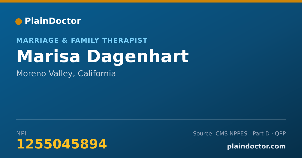 Shareable card for Marisa Dagenhart - Marriage & Family Therapist, Moreno Valley, CA