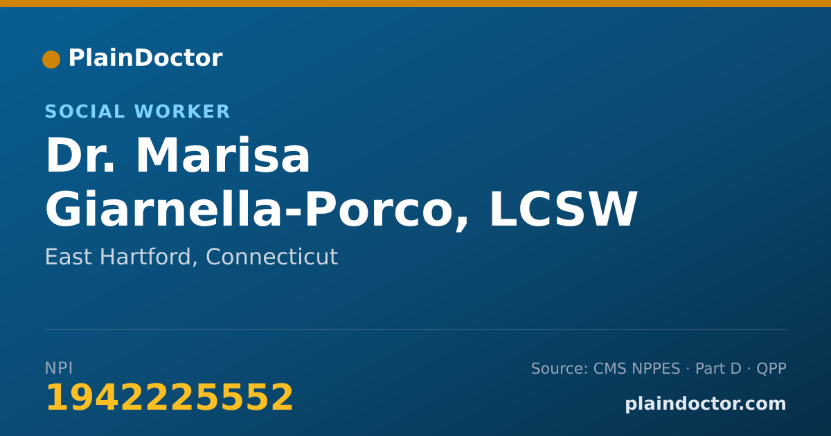 Shareable card for Marisa Giarnella-Porco, LCSW - Social Worker, East Hartford, CT
