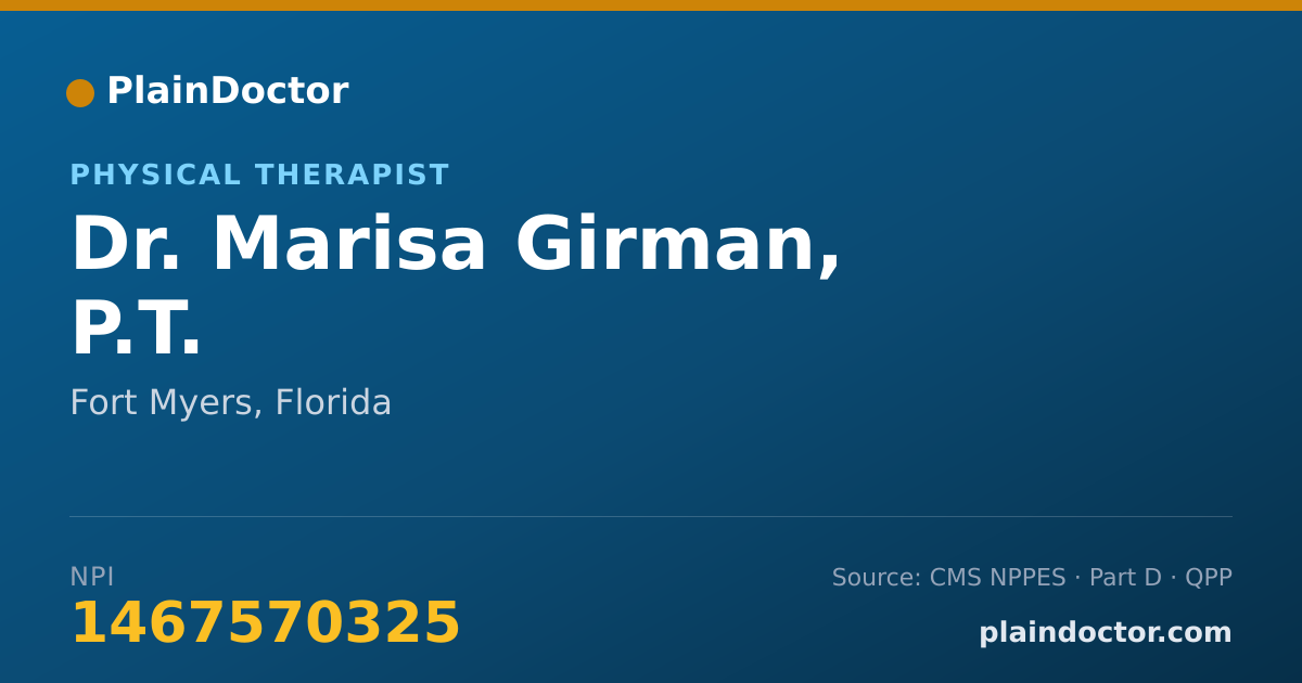 Shareable card for Marisa Girman, P.T. - Physical Therapist, Fort Myers, FL