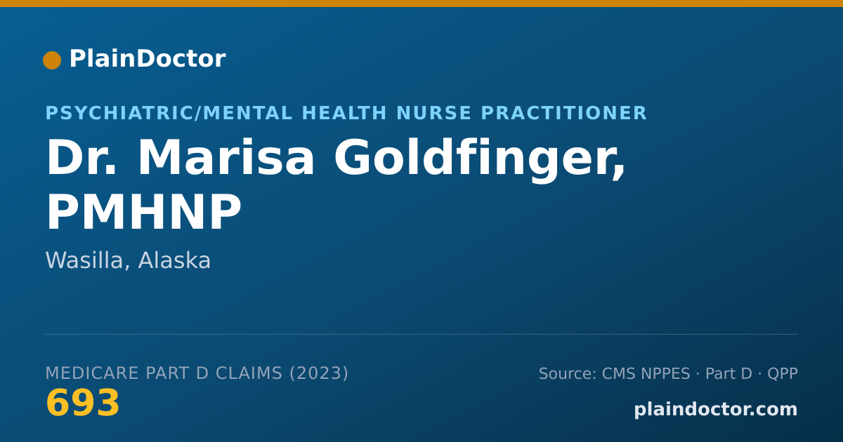 Shareable card for Marisa Goldfinger, PMHNP - Psychiatric/Mental Health Nurse Practitioner, Wasilla, AK