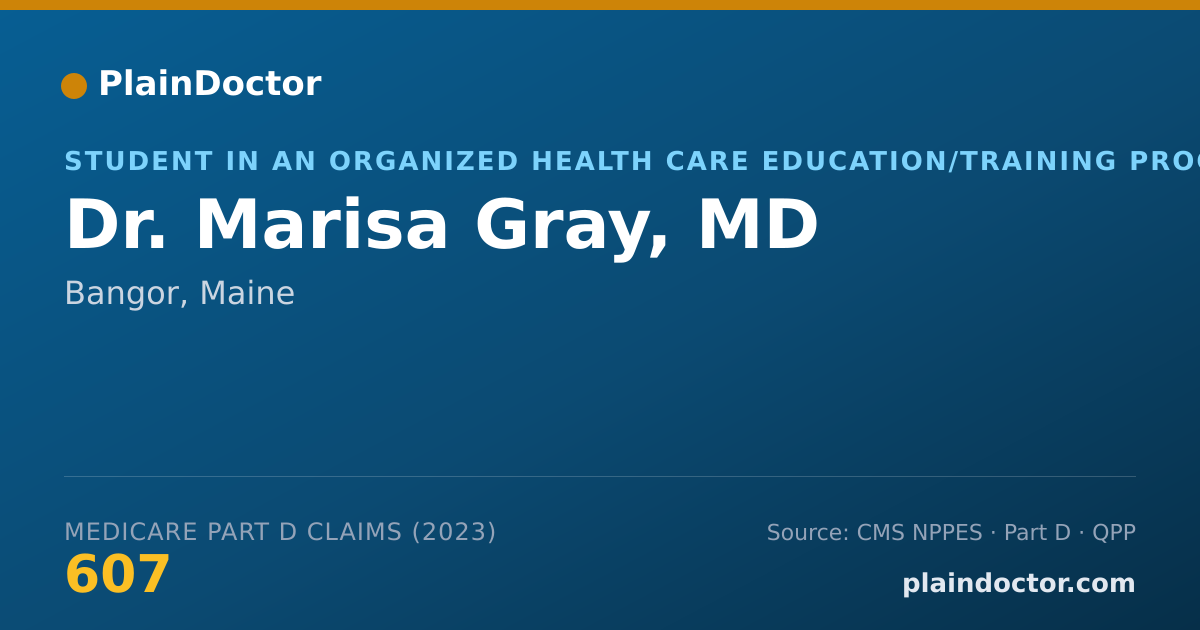 Shareable card for Marisa Gray, MD - Student in an Organized Health Care Education/Training Program, Bangor, ME