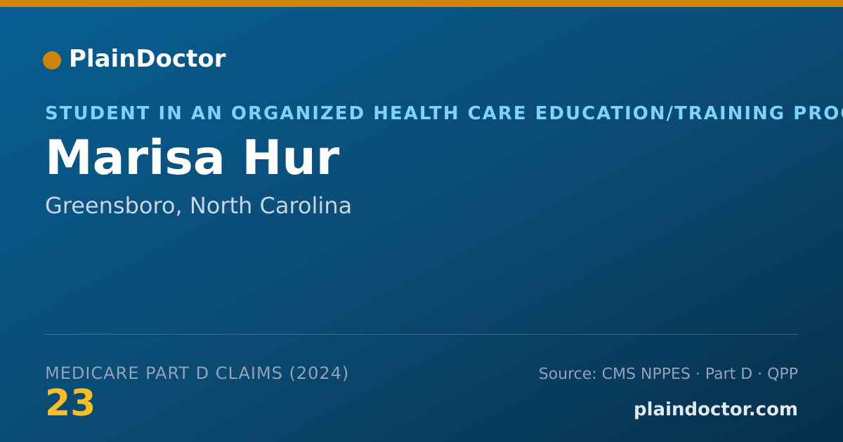 Shareable card for Marisa Hur - Student in an Organized Health Care Education/Training Program, Greensboro, NC