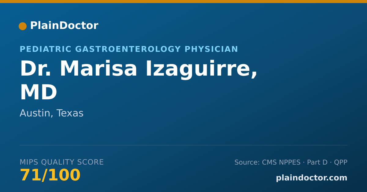 Shareable card for Marisa Izaguirre, MD - Pediatric Gastroenterology Physician, Austin, TX