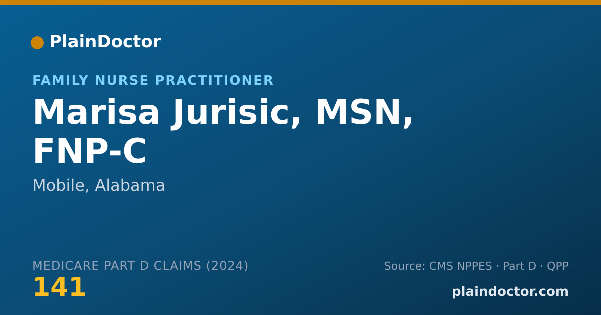Shareable card for Marisa Jurisic, MSN, FNP-C - Family Nurse Practitioner, Mobile, AL
