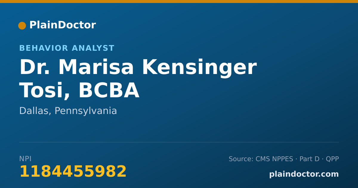 Shareable card for Marisa Kensinger Tosi, BCBA - Behavior Analyst, Dallas, PA