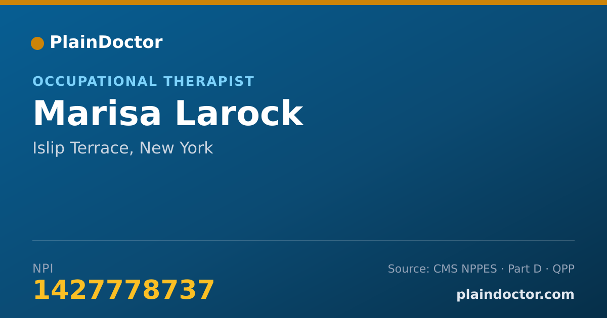 Shareable card for Marisa Larock - Occupational Therapist, Islip Terrace, NY