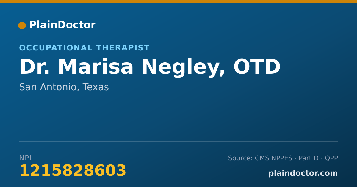 Shareable card for Marisa Negley, OTD - Occupational Therapist, San Antonio, TX
