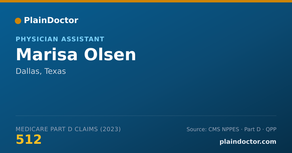 Shareable card for Marisa Olsen - Physician Assistant, Dallas, TX