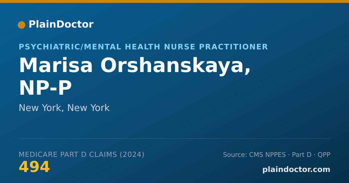 Shareable card for Marisa Orshanskaya, NP-P - Psychiatric/Mental Health Nurse Practitioner, New York, NY