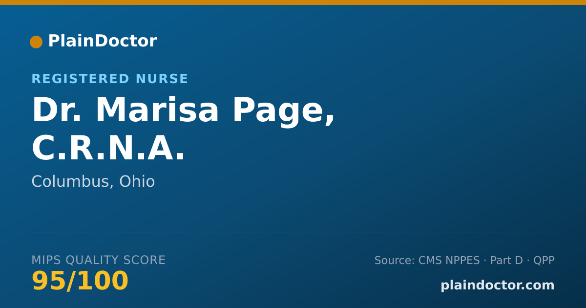 Shareable card for Marisa Page, C.R.N.A. - Registered Nurse, Columbus, OH