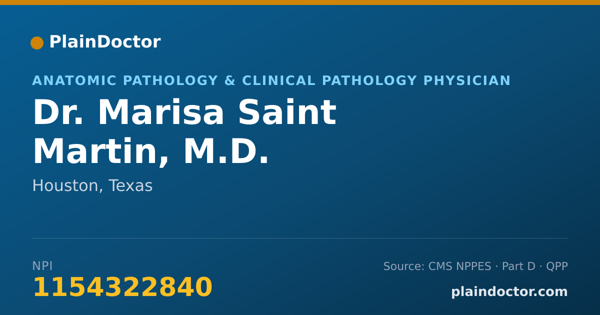 Shareable card for Marisa Saint Martin, M.D. - Anatomic Pathology & Clinical Pathology Physician, Houston, TX