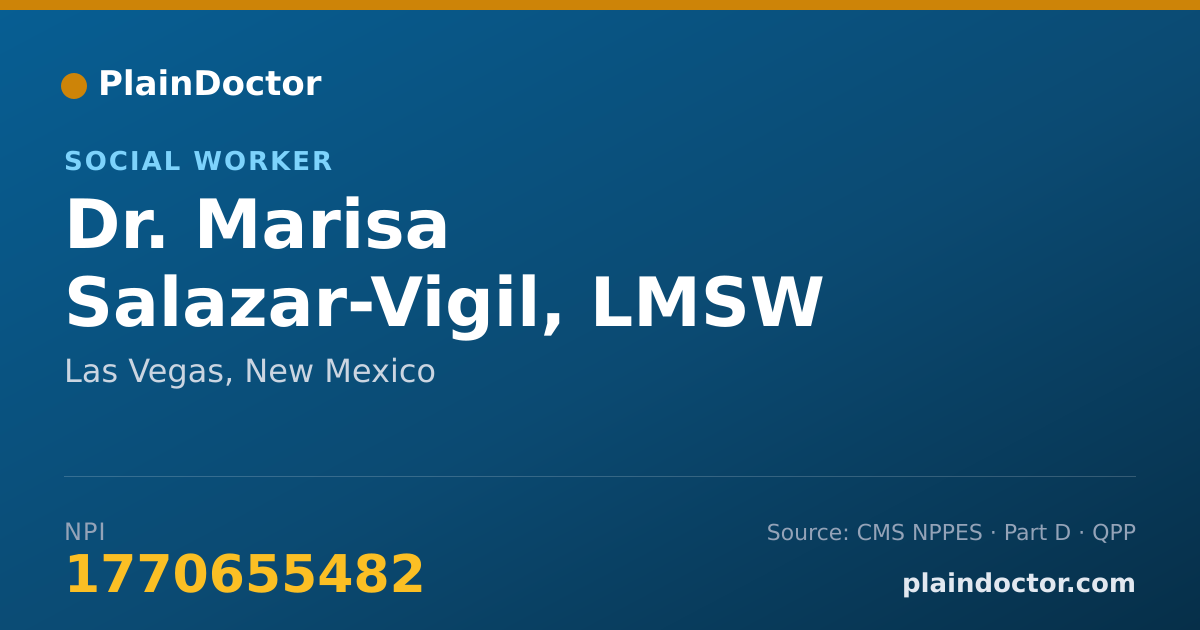 Shareable card for Marisa Salazar-Vigil, LMSW - Social Worker, Las Vegas, NM