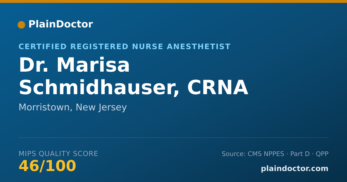 Shareable card for Marisa Schmidhauser, CRNA - Certified Registered Nurse Anesthetist, Morristown, NJ