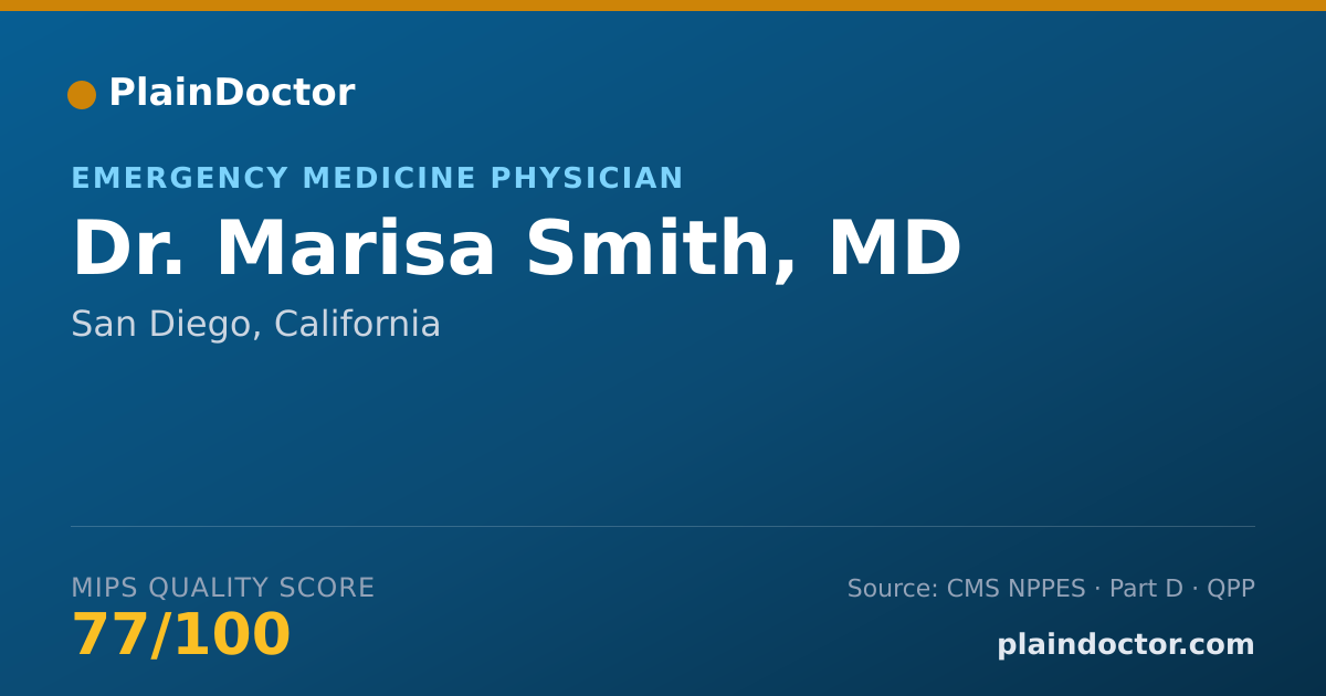 Shareable card for Marisa Smith, MD - Emergency Medicine Physician, San Diego, CA