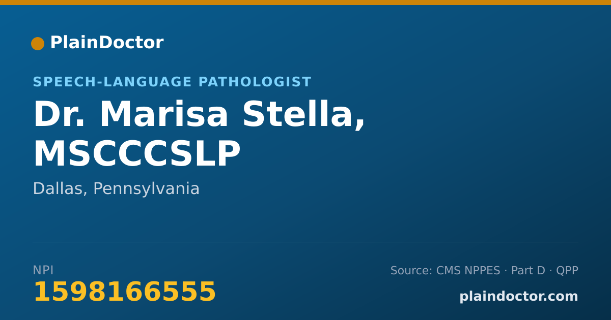 Shareable card for Marisa Stella, MSCCCSLP - Speech-Language Pathologist, Dallas, PA