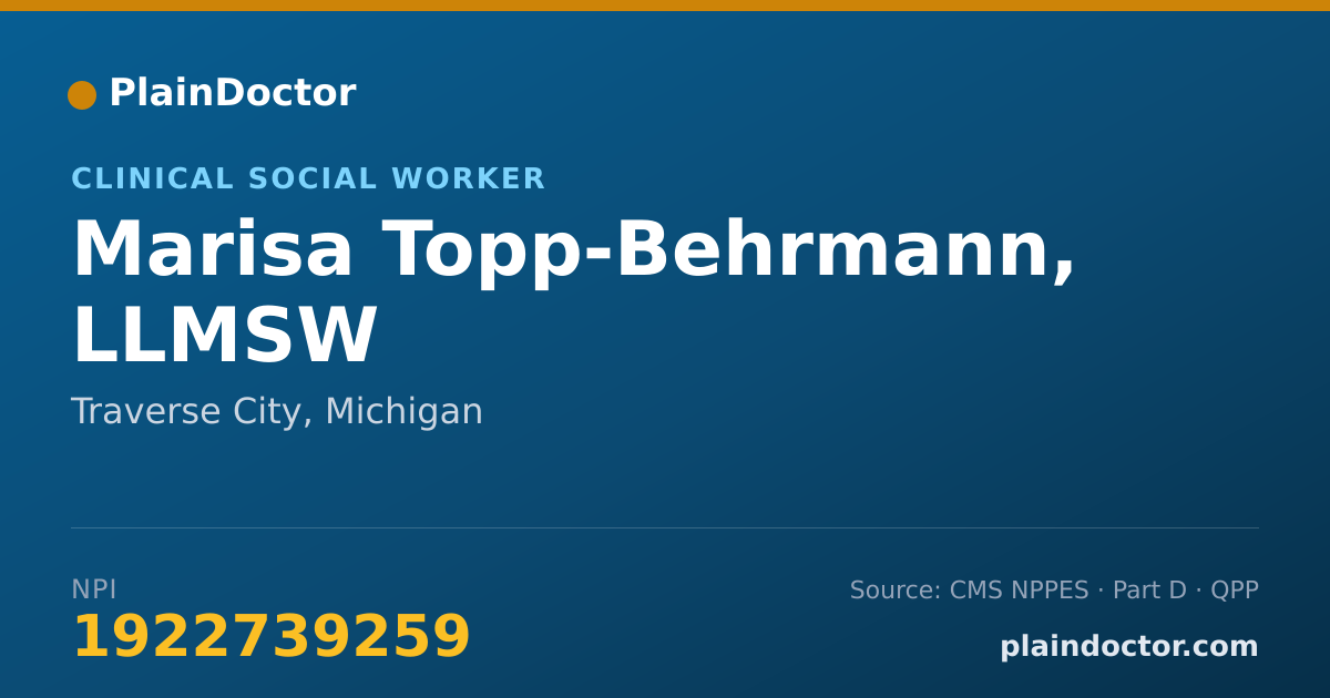 Shareable card for Marisa Topp-Behrmann, LLMSW - Clinical Social Worker, Traverse City, MI