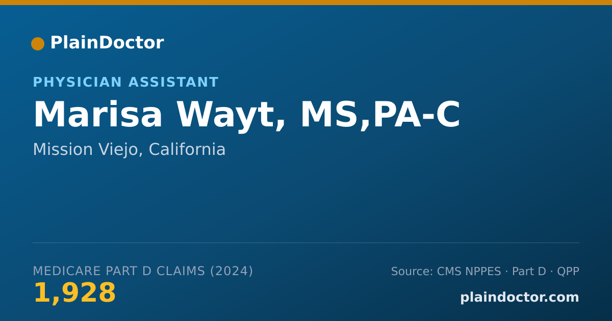 Shareable card for Marisa Wayt, MS,PA-C - Physician Assistant, Mission Viejo, CA