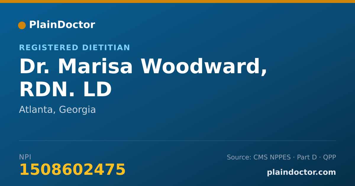 Shareable card for Marisa Woodward, RDN. LD - Registered Dietitian, Atlanta, GA