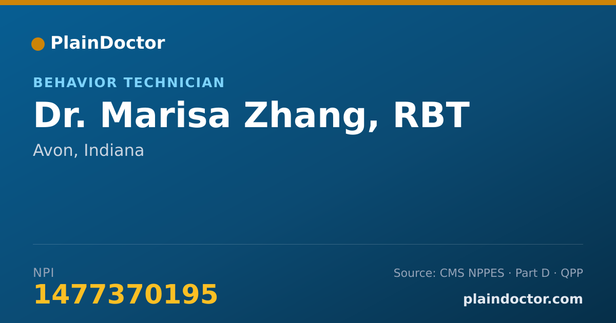 Shareable card for Marisa Zhang, RBT - Behavior Technician, Avon, IN