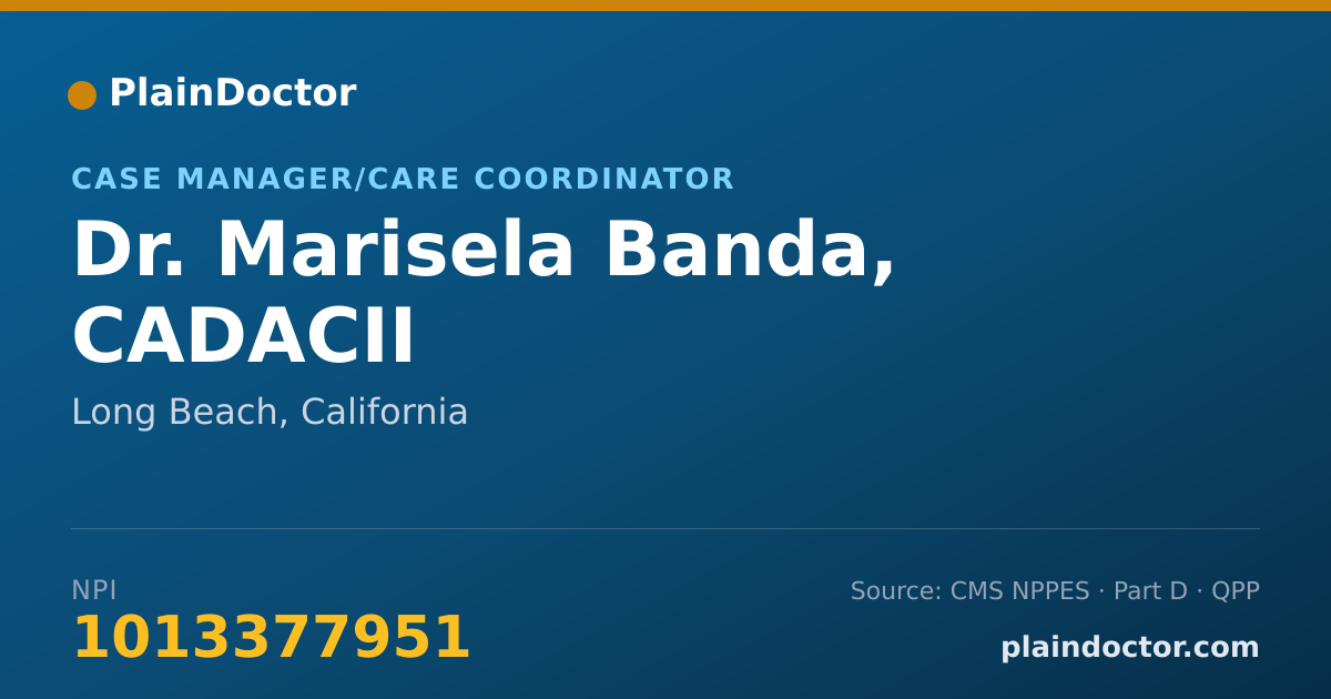 Shareable card for Marisela Banda, CADACII - Case Manager/Care Coordinator, Long Beach, CA