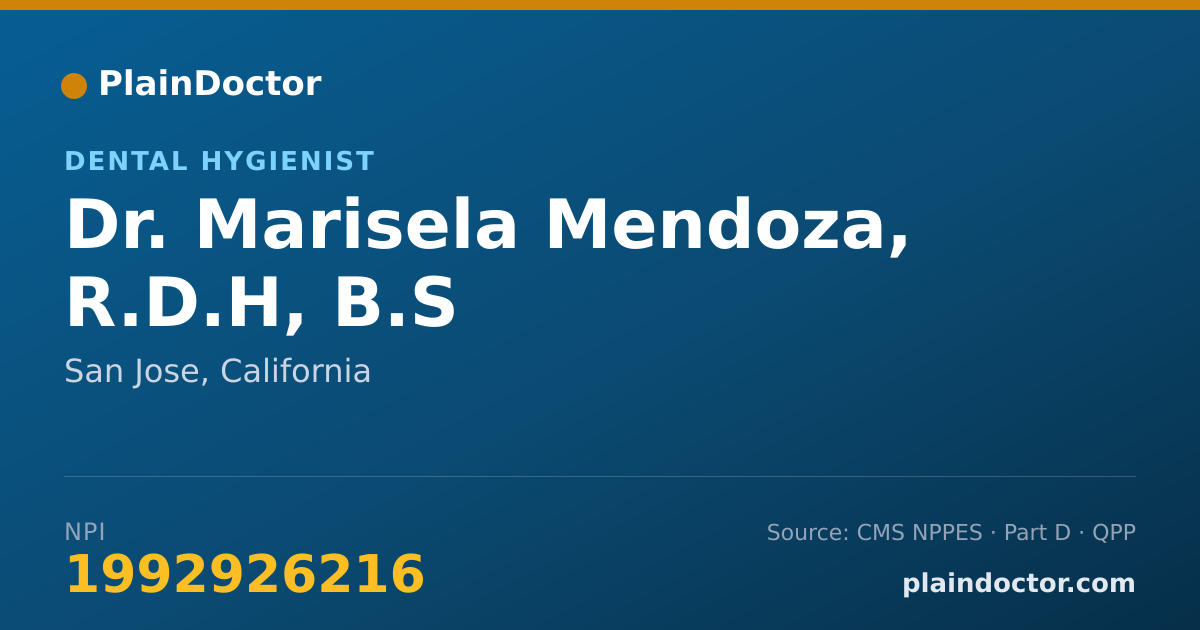 Shareable card for Marisela Mendoza, R.D.H, B.S - Dental Hygienist, San Jose, CA