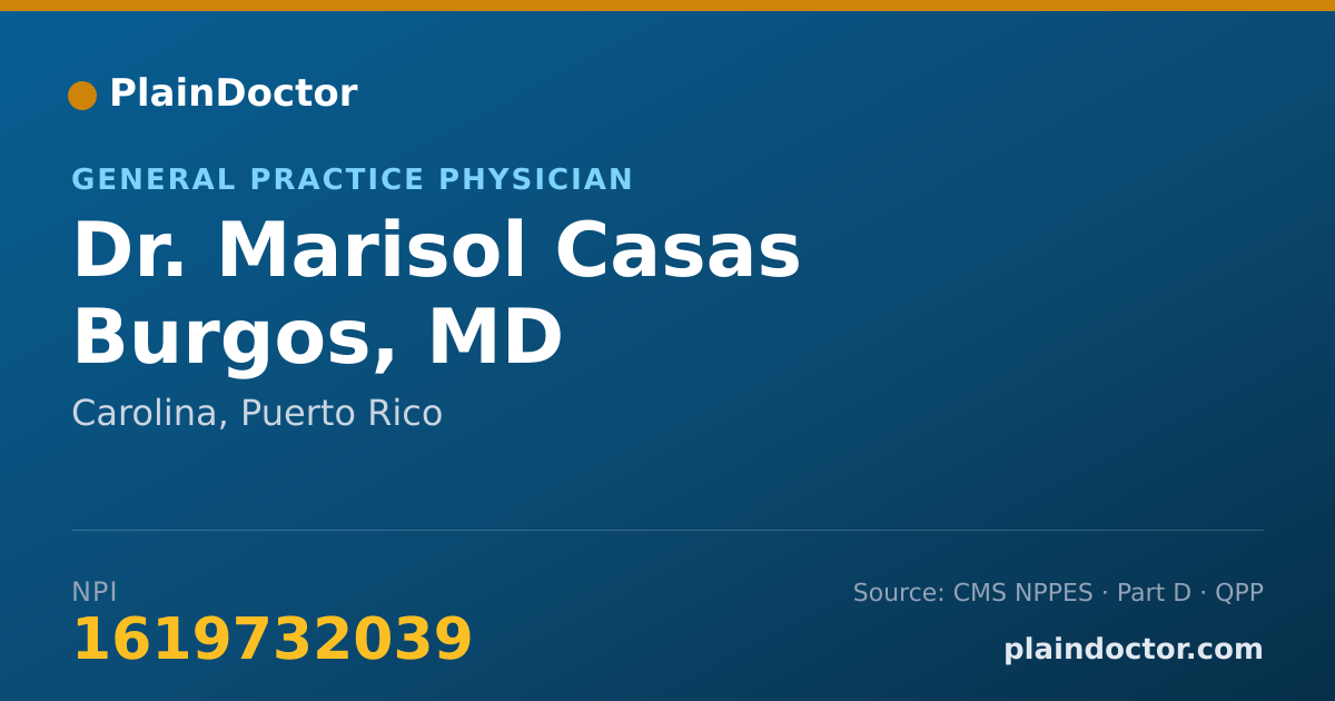 Shareable card for Marisol Casas Burgos, MD - General Practice Physician, Carolina, PR