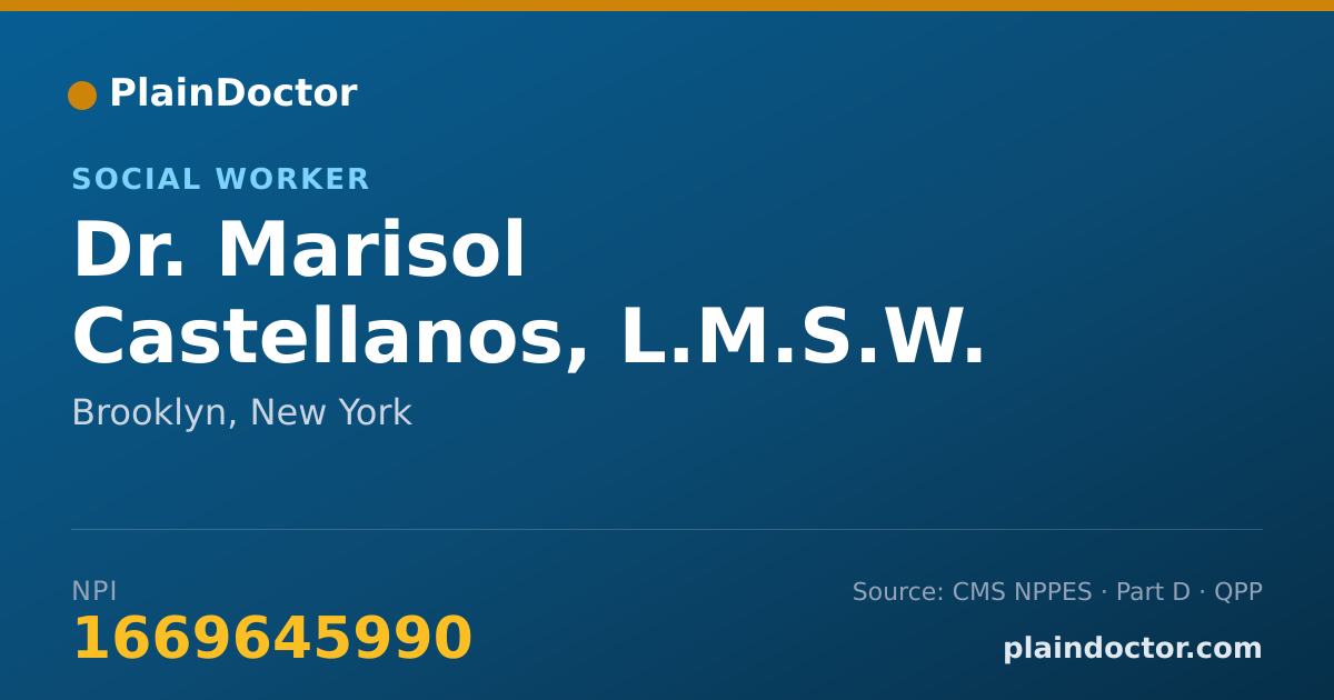 Shareable card for Marisol Castellanos, L.M.S.W. - Social Worker, Brooklyn, NY