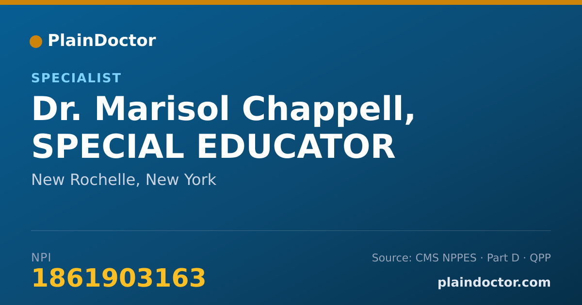 Shareable card for Marisol Chappell, SPECIAL EDUCATOR - Specialist, New Rochelle, NY