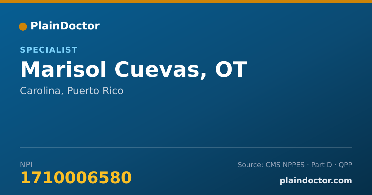 Shareable card for Marisol Cuevas, OT - Specialist, Carolina, PR