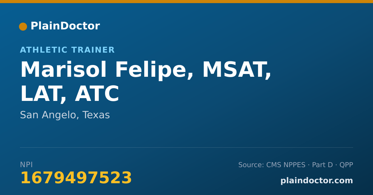 Shareable card for Marisol Felipe, MSAT, LAT, ATC - Athletic Trainer, San Angelo, TX