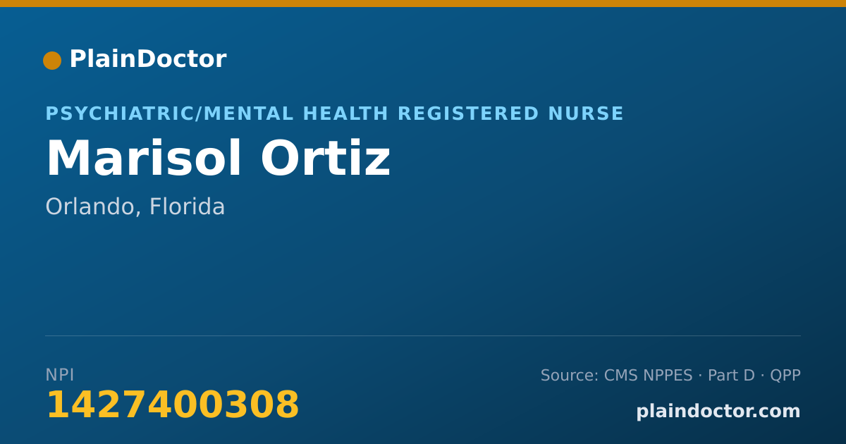 Shareable card for Marisol Ortiz - Psychiatric/Mental Health Registered Nurse, Orlando, FL