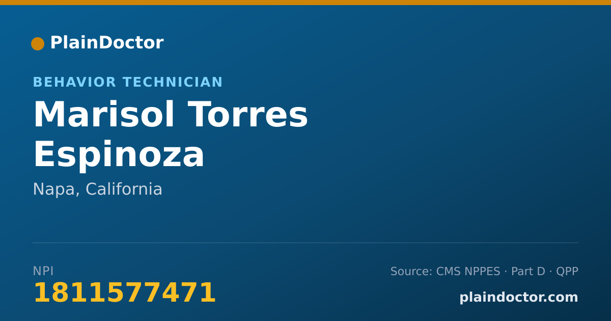 Shareable card for Marisol Torres Espinoza - Behavior Technician, Napa, CA