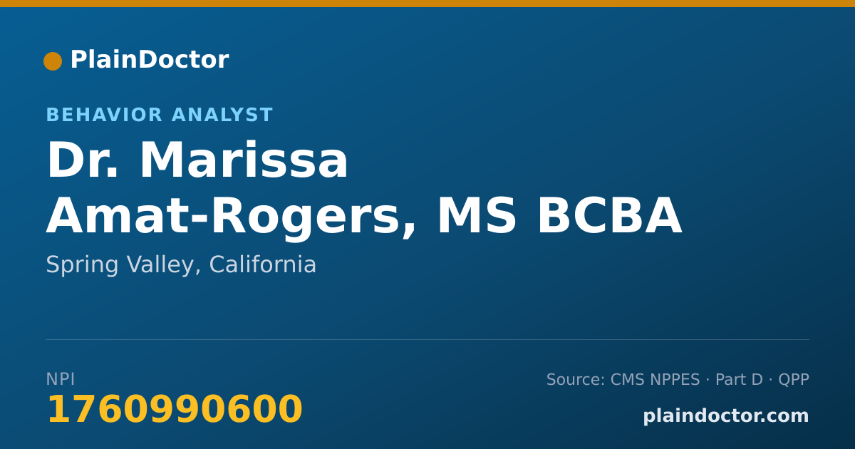 Shareable card for Marissa Amat-Rogers, MS BCBA - Behavior Analyst, Spring Valley, CA