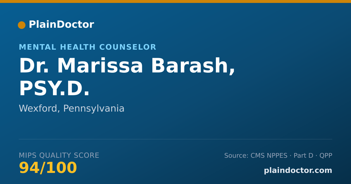 Shareable card for Marissa Barash, PSY.D. - Mental Health Counselor, Wexford, PA
