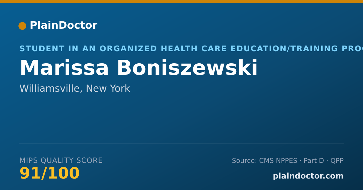 Shareable card for Marissa Boniszewski - Student in an Organized Health Care Education/Training Program, Williamsville, NY