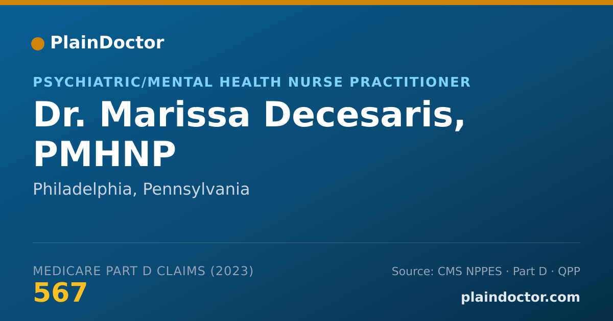Shareable card for Marissa Decesaris, PMHNP - Psychiatric/Mental Health Nurse Practitioner, Philadelphia, PA