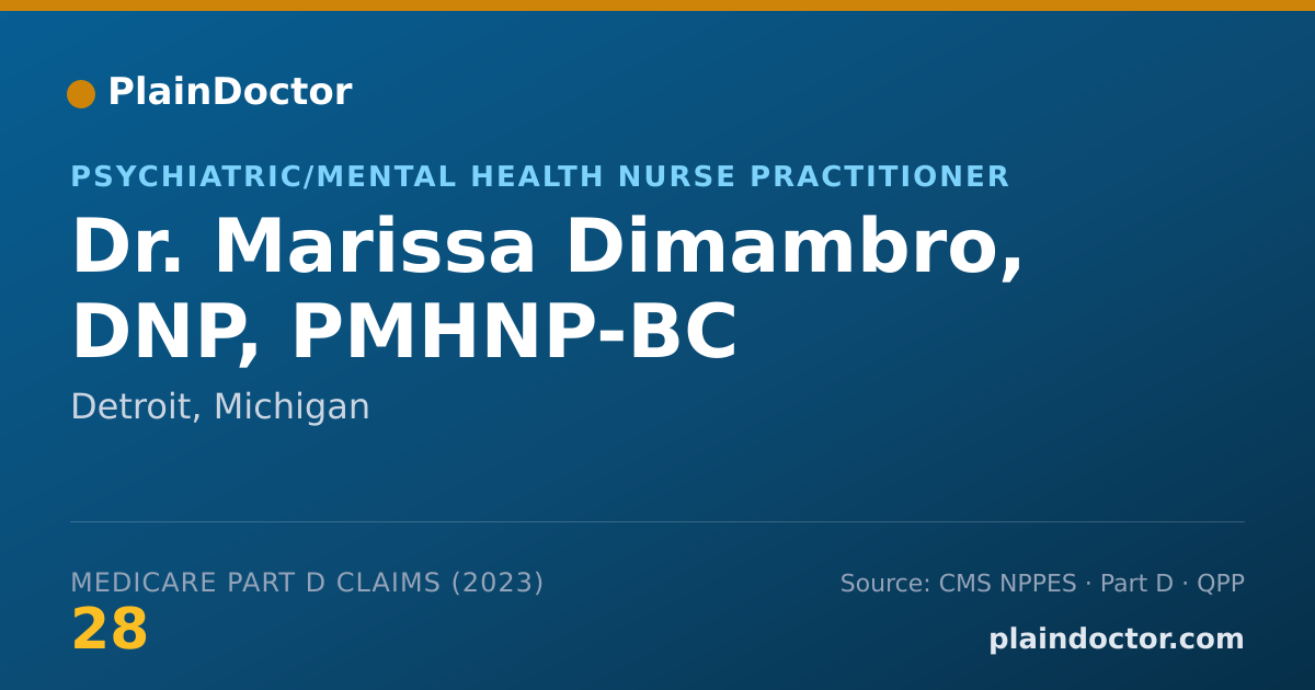 Shareable card for Marissa Dimambro, DNP, PMHNP-BC - Psychiatric/Mental Health Nurse Practitioner, Detroit, MI