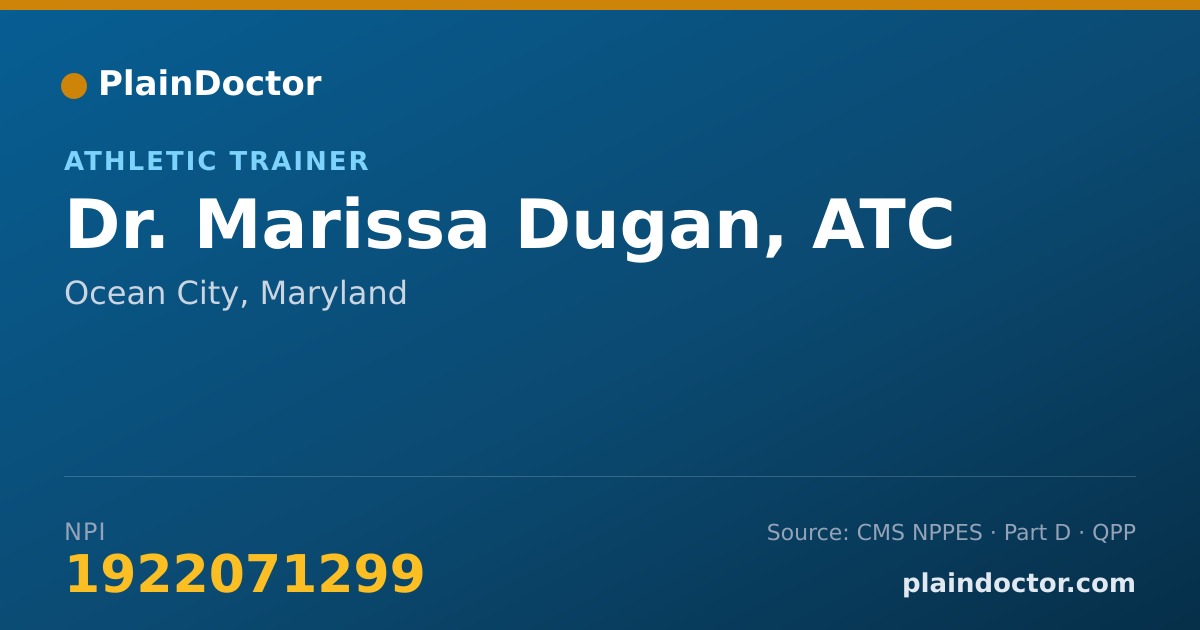 Shareable card for Marissa Dugan, ATC - Athletic Trainer, Ocean City, MD