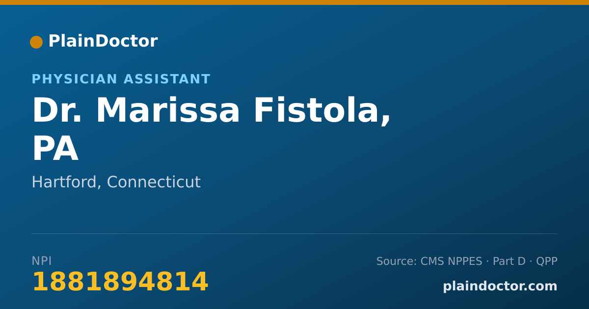 Shareable card for Marissa Fistola, PA - Physician Assistant, Hartford, CT